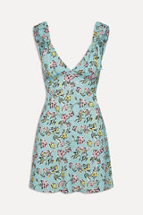 Emilia Satin Floral Mini Dress - Pastel Peony