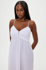 Airy Poplin Midi Dress - White
