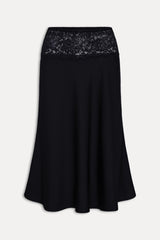 Harper Satin Midi Skirt - Black