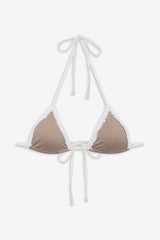Nick Gingham Triangle Bikini Top - Brown Gingham