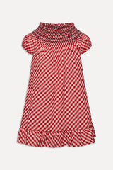 Ruby Gingham Babydoll Dress - Cherry Picnic
