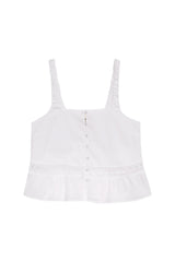 Airy Poplin Buttoned Top - White