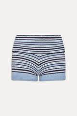 Estelle Knit Booty Shorts - Blueberry Stripe