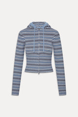 Heritage Knit Zip Up Hoodie - Blueberry Stripe