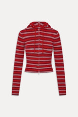 Heritage Zip Up Knit Hoodie - Strawberry Stripe