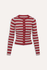 Lenon Button Up Knit Sweater - Collegiate Stripe