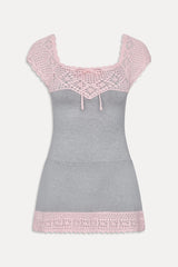 Lover Crochet Knit Mini Dress - Pink Flora
