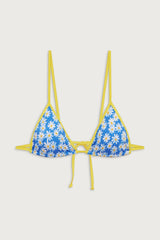 Lumia Triangle Bralette Bikini Top - Blue Daisy