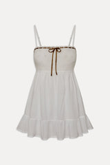 Paris Cotton Babydoll Dress - Daisy White