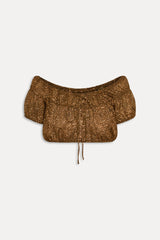 Paulina Cropped Blouse - Vintage Cheetah