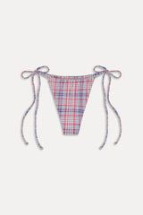 Tia Skimpy String Bikini Bottom - Americana Plaid