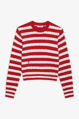 Varsity Cable Knit Sweater - Heartstrings Stripe